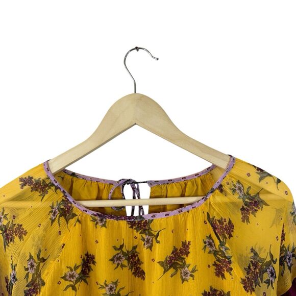 Sundance Small Floral Dreams Blouse Top Boho Yellow Gold Tassels Womens - Picture 6 of 15